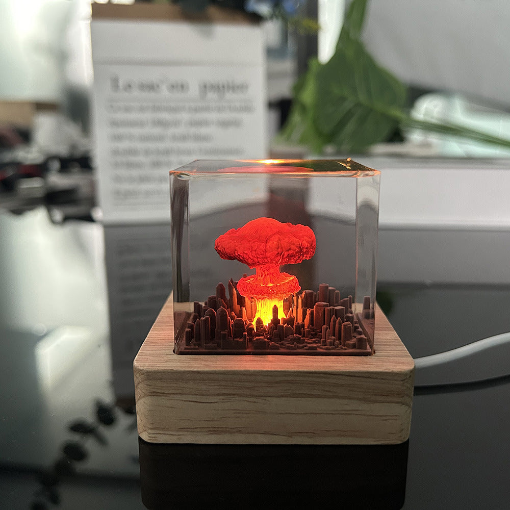 Handmade Resin Atomic Bomb Explosion Mushroom Cloud Small Night Lamp Ornaments