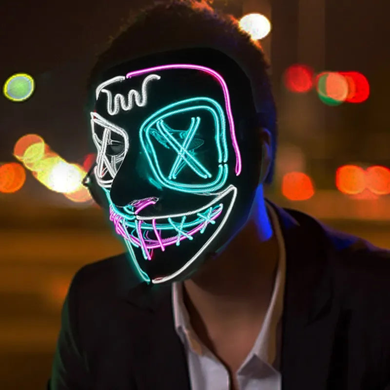 Wireless Bar Music Festival Neon Purification Mask Carnival Party Mask Glow in the dark Cosplay costume supply